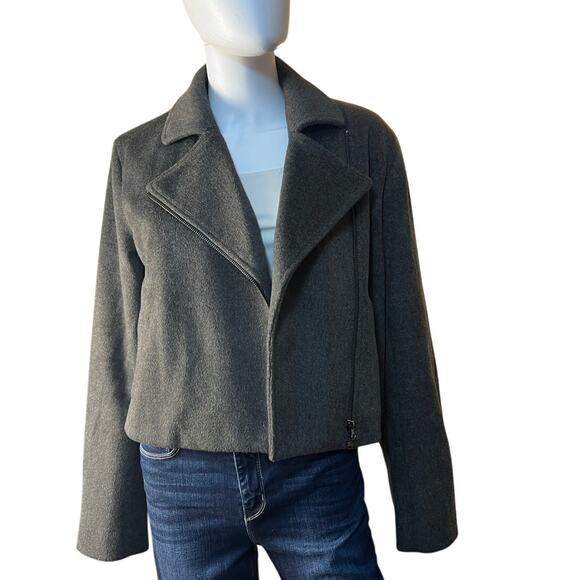 Michael Stars Amelia Grey Asymmetrical Moto Style Jacket Size M - Picture 1 of 7
